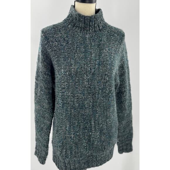 COS Wool Alpaca Mock Neck Sweater Gray Black Green Marl Pullover Small - Picture 2 of 9